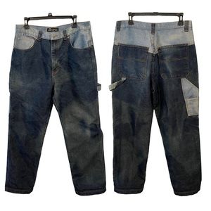 NOBO Men’s Metallic Bleached Grunge Punk Underground Utility Carpenter Jeans